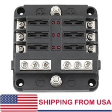 6 Way Car Boot Power Distribution Fuse Holder Box Block Panel Board US STOCK