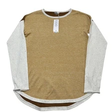 Smartwool Shadow Pine Colorblock Sweater Womens M Honey Gold Natural Baselayer