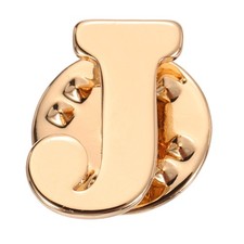 Letter Lapel Pins, Initial Alphabet Collar Pins, Gold Tone, Letter J