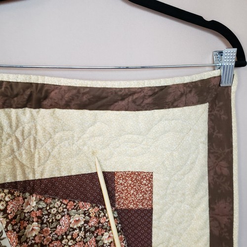 Lap Quilt Wall Hanging Brown 4 Point Compass Star Square 47" CottageCore *Read * - Picture 6 of 14