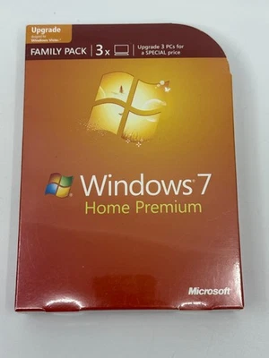 Microsoft Windows 7 Home Premium Family Pack 32 and 64 Bit - NEW SEALED - - Image 1 of 4