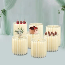 7pcs Foldable Paper Cake Display Stand, Cylinder Flowers Stand Decorative Column
