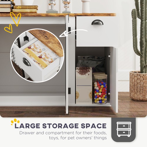 44" Dog Crate Furniture with Double Doors, for M Dogs, White - Picture 5 of 11