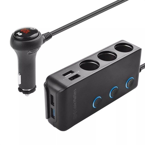 Adapter samochodowy KfZ 3-krotny rozdzielacz zapalniczki z 4 gniazdkami USB 12V 24V - Zdjęcie 2 z 13