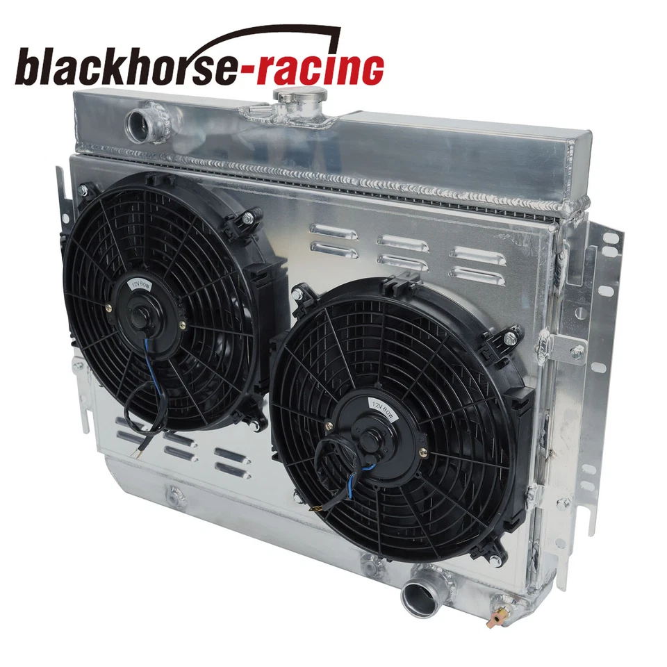 PARA 63-68 Chevy Impala/64-67 EL Camino 3 filas radiador de aluminio + ventilador de cubierta + relé Foto 3 de 4