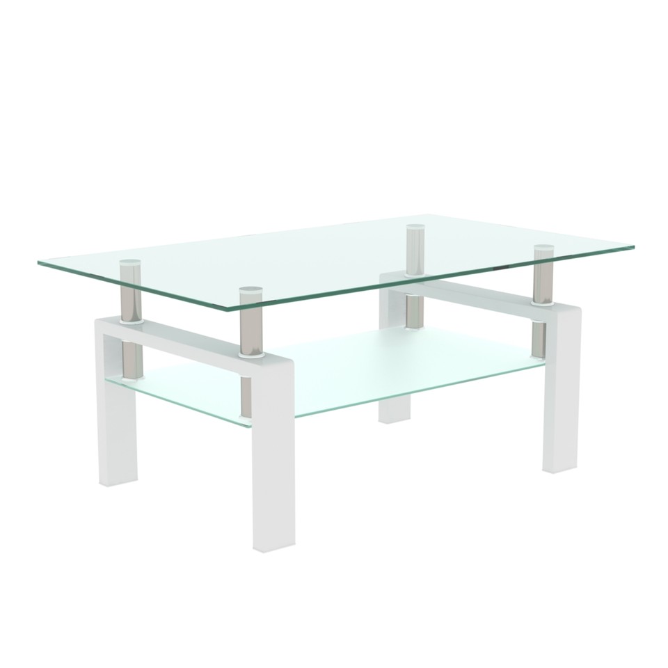 Modern White Clear Coffee Table Side Center Table For Living Room