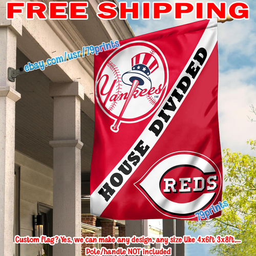 New York Yankees vs Cincinnati Reds House Divided Flag 28X40" Banner 2024