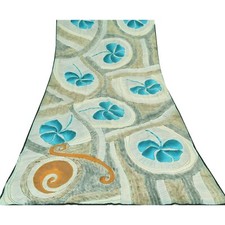 Sanskriti Vintage Sarees Multi Pure Crepe Silk Printed Sari 5 Yd Craft Fabric