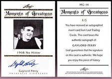 2011 Leaf Legends Sport MOMENTS GREATNESS Autographs GOLD GAYLORD PERRY #MG14 /5