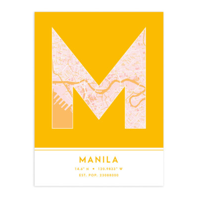 Manila Philippines City Map Typography Unframed Wall Art Print 18x24 In