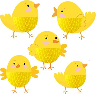 5PCS Easter Chick Honeycomb Centerpieces Walking Animal Chicks 3D Table Decor...