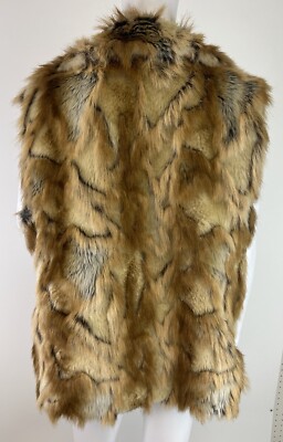 Rachel Zoe Women's Brown Tan Faux Fur Vest Size L Mob Wife