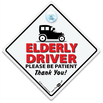 Elderly Driver Sign, Old Driver Suction Cup Sign OAP Driver Sign ...