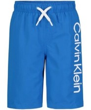 Calvin Klein Big Boys Logo Swim Trunks Neon Blue Size Medium 10-12