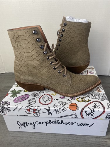 Jeffrey Campbell Free People Elmcroft Khaki Matte Snake Boots US Size 7M - Picture 13 of 18