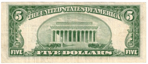 1950 a USA United States Federal Reserve Note 5 Dollar Banknote Atlanta P438a - Picture 2 of 2