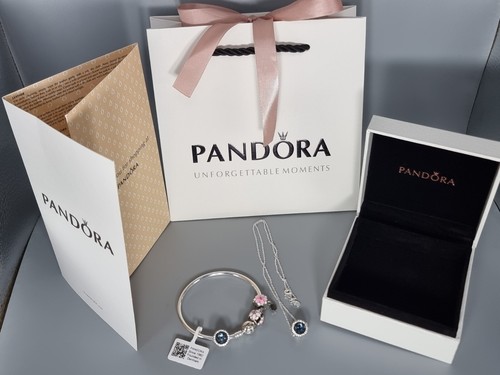 Complete Pandora Jewelry Set – Sterling Silver Bangle & Necklace with packaging - Picture 24 of 24