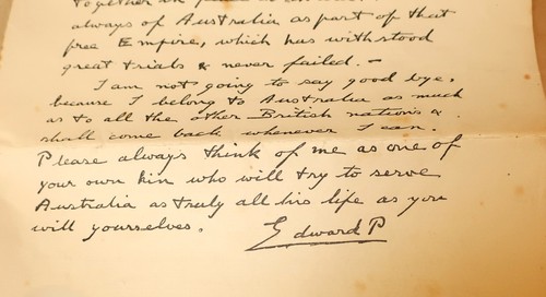 OPEN LETTER BY PRINCE EDWARD 16th AUGUST 1920 TO THE GIRLS & BOYS OF AUSTRALIA - Picture 3 of 3
