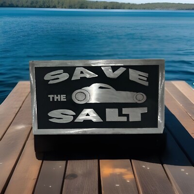 Vintage Cast Aluminum SAVE THE SALT Rare Car Club Plaque Collectable