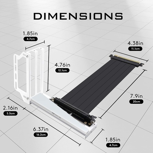 White Vertical GPU Bracket with ARGB Lighting - Supports Most Graphics Cards - Picture 6 of 11