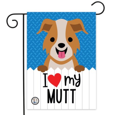 MUTT dog GARDEN FLAG I Love my MUTT double sided Yard decor