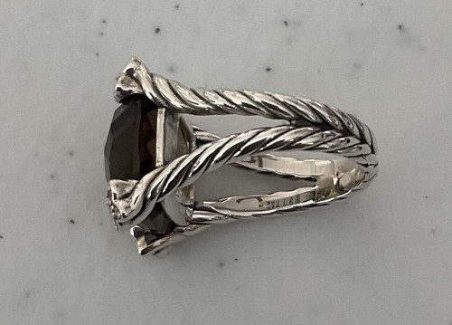 DAVID YURMAN STERLING SILVER/SMOKY TOPAZ/DIAMONDS ON POINT RING! 6.25 - Picture 6 of 13