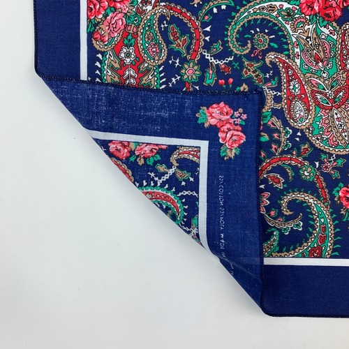 Bufanda Paisley Western Paisley Azul Vintage Rosas Bandana 21" x 21" Hecha en EE. UU. - Imagen 5 de 7