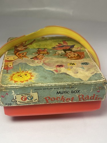 Vintage 1969 Fisher Price Wind Up Pocket Radio Music Box Do Re Mi Tested Working - Picture 5 of 6