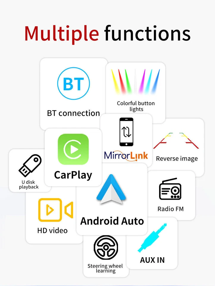 Radio Coche Estéreo Pantalla Táctil Reproductor MP5 Bluetooth USB AUX Carplay Android Automático Foto 4 de 4