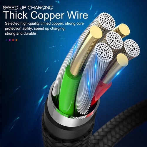 1/2M Nylon Braided USB Type C Charging Cable 3A Fast Charger Long Lead Data Sync - Picture 3 of 21