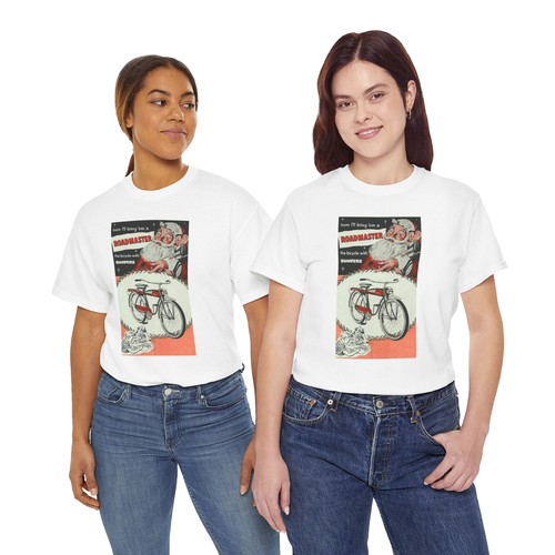 Vintage Cleveland Welding Co Roadmaster Bicycle Santa Claus Print Ad Tee, Unisex - Picture 8 of 97