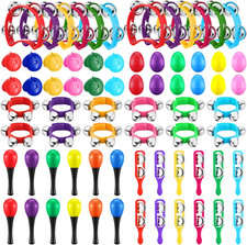 72 Pcs Shaker Musical Instruments for Kids Egg Shaker Wrist Hand Band Bells Mara