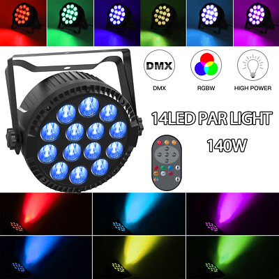 140W 14LED Par Light DMX RGBW 4 IN 1 Strobe Stage Lighting W/Remote Disco Party