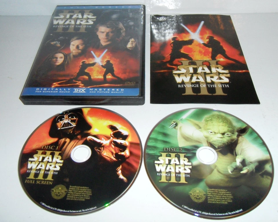 Star Wars Saga Prequel Trilogy I, II, III, DVD Discs Full screen MINT Discs! - Image 4 of 4
