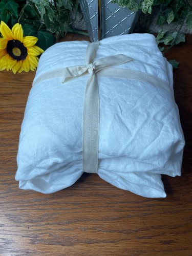 NWOT QUINCE EUROPEAN LINEN FITTED 3 PIECE QUEEN SHEET SET IVORY FLAX SHEETS - Picture 10 of 11