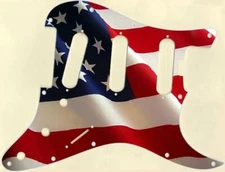 Stratocaster Pickguard Custom to fit Fender SSS11 Hole ELITE US Patriot Flag
