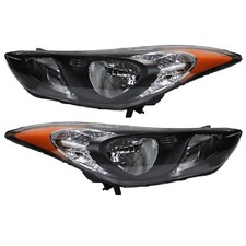 Pair Headlights Fit 2011 2012 2013 Hyundai Elantra Halogen Headlamps Black