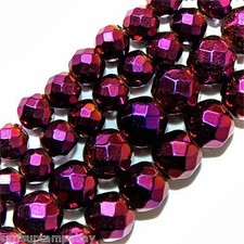 MAGNETIC HEMATITE BEADS FACETED AMETHYST RED PLATED 4MM STONE JEWELRY BEAD FMH1