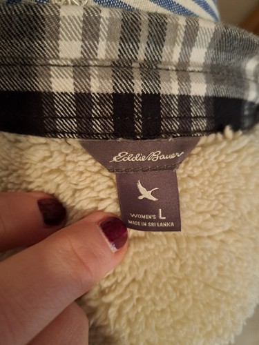 Outdoor Hemd Flanell, Eddie Bauer, L, schwarz grau weiß kariert, gefüttert, 1A!! - Bild 7 von 11