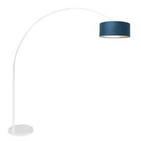 Stehleuchte Standlampe Bogenleuchte Wohnzimmerlampe Velours Blau Weiß H 180 Cm