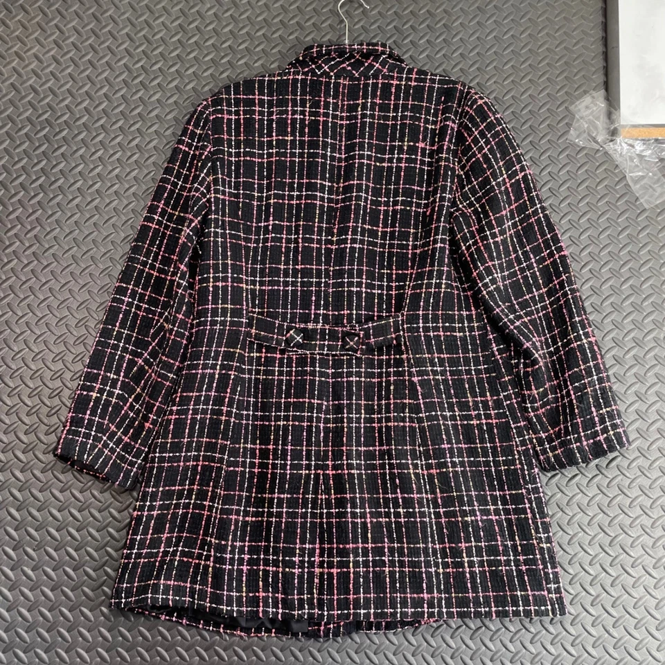 Abrigo chaqueta a cuadros Apt.9 negro rosa con botones 100 % acrílico para mujer talla 14 Foto 2 de 4