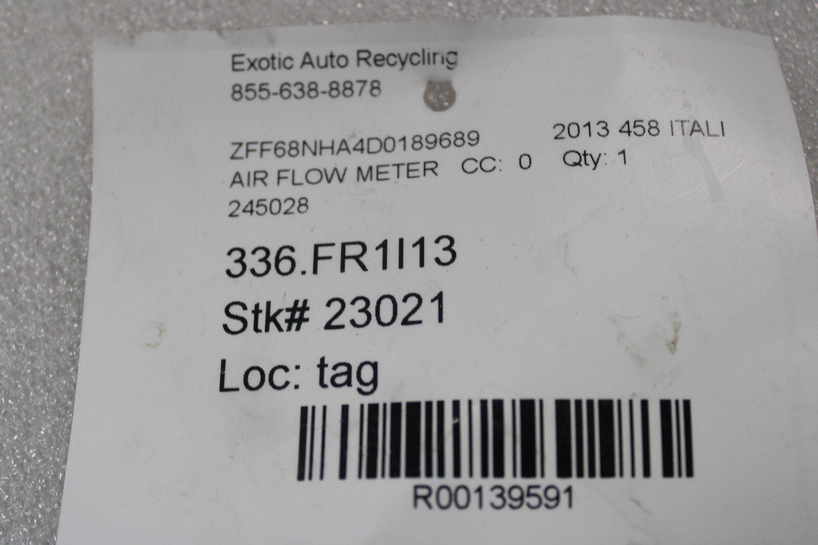 Ferrari 458 Italia, California, FF, Air Flow Meter, Used, P/N 245028