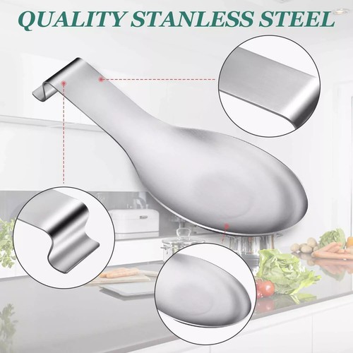 Supkiir Spoon Rest, 4 Pack Spatula Stainless Steel for Kitchen Restaurant Home - Picture 3 of 7