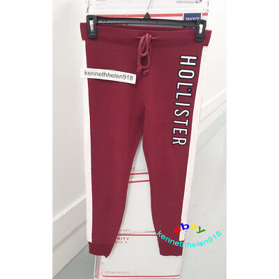 HOLLISTER WOMENS ULTRA HIGH RISE FLEECE LEGGINGS PANTS BURGUNDY SIZE MEDIUM