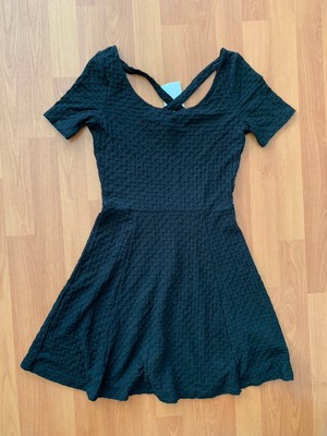 Divided by H&M HM Textured Black Swing Dress Cross Back, Size US6