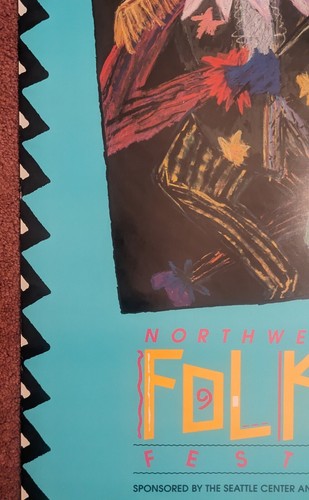 PÓSTER arte Margi Beyers 1990 NORTHWEST FOLKLIFE FESTIVAL Seattle Center 18"X 36" - Imagen 4 de 9