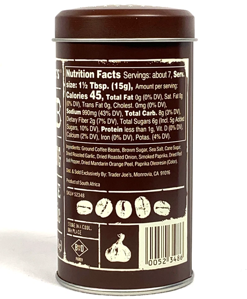 Trader Joe's BBQ Rub & Seasoning with Coffee & Garlic 3.5oz Can 11/26 - Image 2 of 4