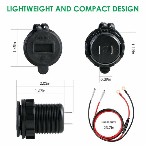 Presa Auto 12V/24V Caricatore USB Presa per Auto Installazione Accendisigari - Foto 5 di 15