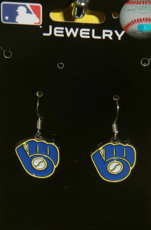 Milwaukee Brewers Dangle Earrings (chrome) MLB Licensed Baseball Jewelry - Image 3 of 3