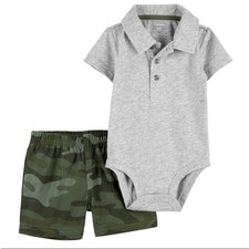 Carters Baby 2-Piece Polo Bodysuit  Camo Short Set 6m 6months Carters